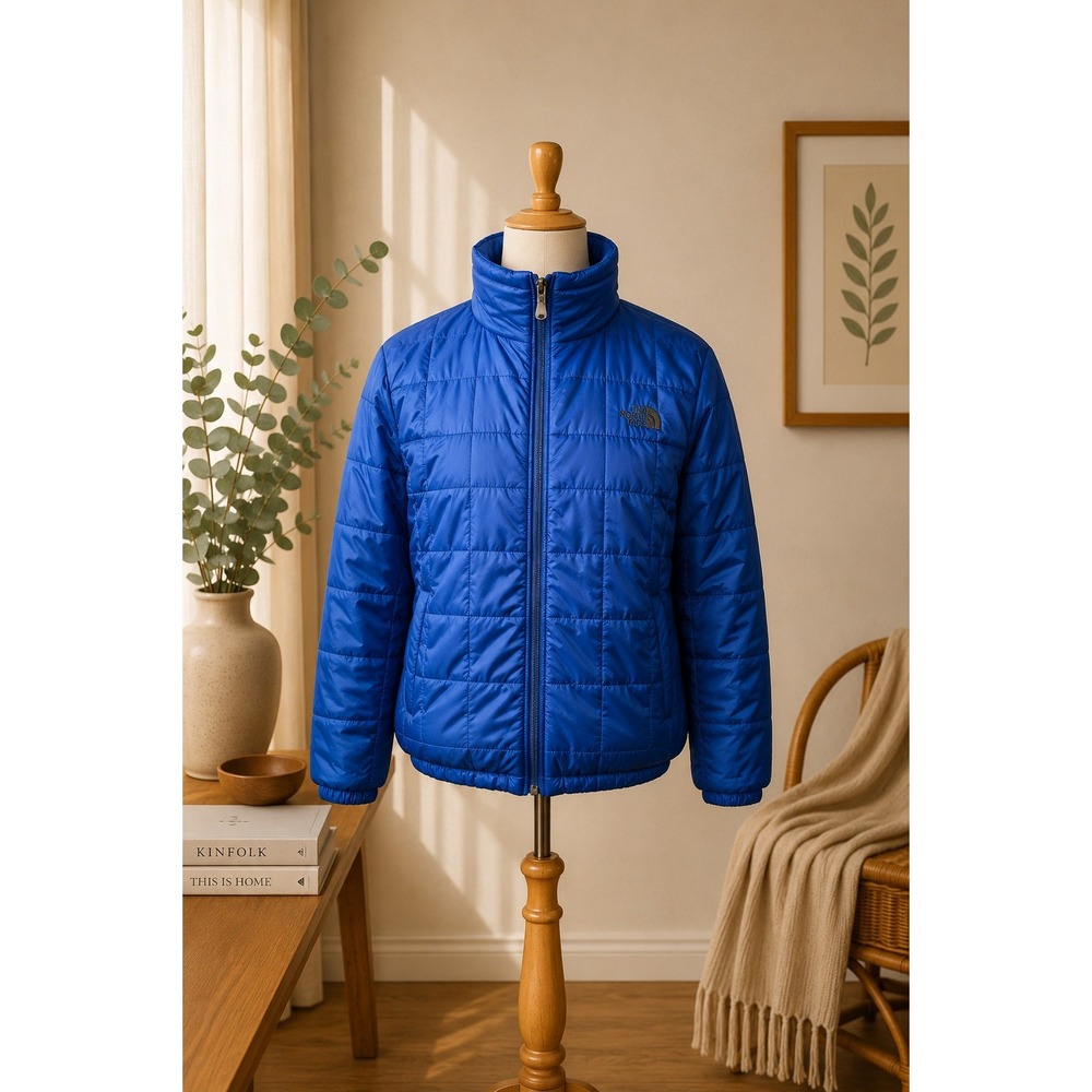 The North Face Lightweight Packable Puffer Jacket Blue Ripstop Insulated Mens L